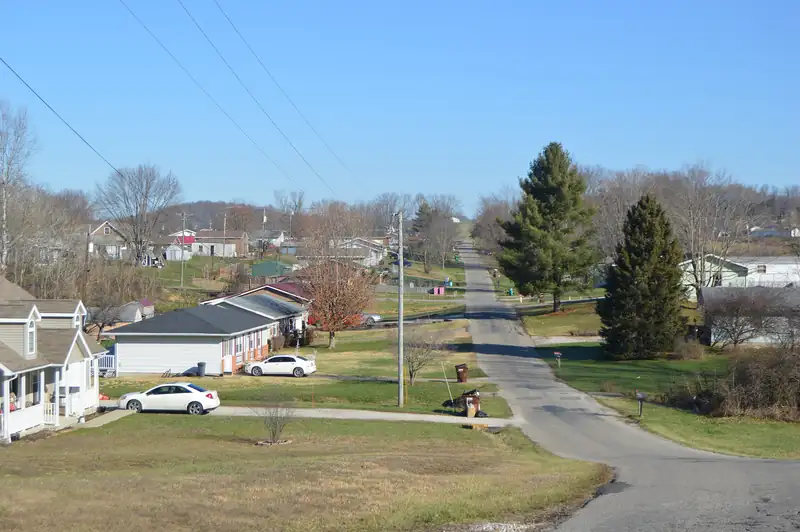 Houses along Kittle Road in a hollow in Vernon Township