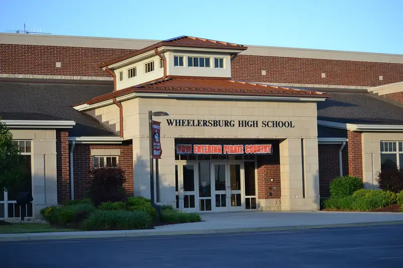 The main entrance of Wheelersburg High School